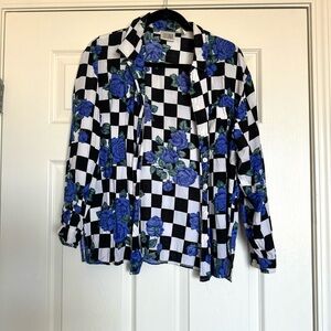Vintage checkered floral button-up